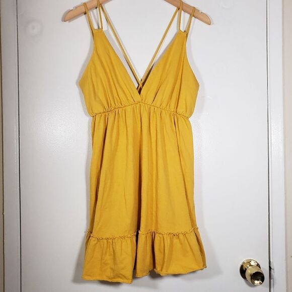 ASOS Dresses & Skirts - ASOS Yellow Strappy Summer 100% Cotton Sun Dress Size 8